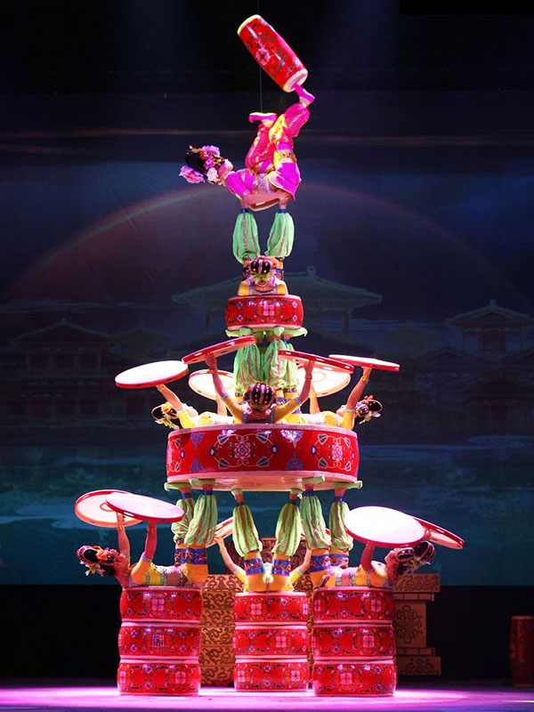 Astonishing feats by highly trained Chinese acrobats at the Beijing's Chaoyang Theatre Acrobatics Show